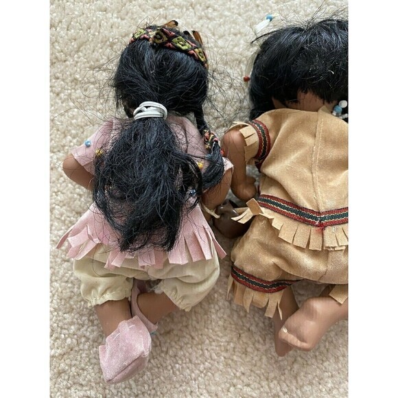 Lot 3x Native American Porcelain Girl Dolls Dressed Kachina Inuit Maiden Vintage - Picture 9 of 11